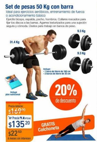 TVentas Set de Pesas 50kg con Barra oferta