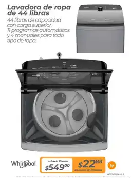 TVentas Whirlpool Lavadora de ropa de 44 libras oferta