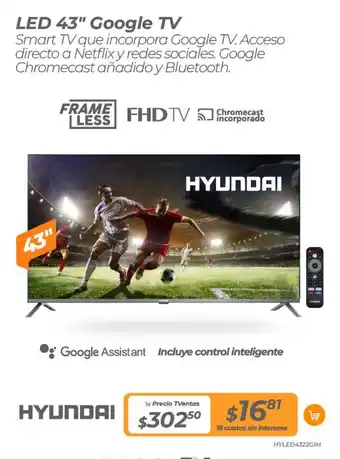TVentas HYUNDAI LED 43" Google TV oferta