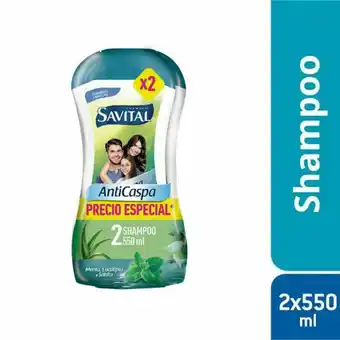 Tia Shampoo anticaspa menta eucalipto y Sábila Savital 550 ml 2 uni precio especial oferta