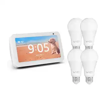 Tia Pantalla Inteligente Amazon Hub Echo Show 5 Blanco + 4 focos inteligentes Wyze oferta