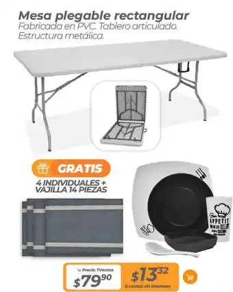 TVentas Mesa plegable rectangular oferta