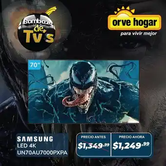 Orve Hogar Samsung - LED 4K 70" - UN70AU7000PXPA oferta
