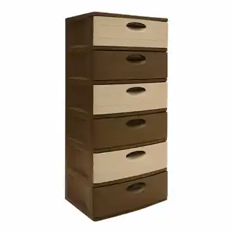 Tia Cajonera plastica super madeira 6 pisos beige Pica oferta