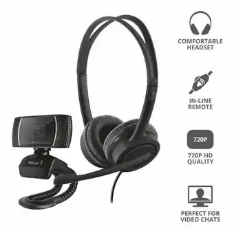Tia Combo 2 en 1 home office set , web cam 720p y audífonos Trust oferta