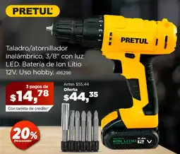 Pretul Taladro/atornillador inalámbrico, 3/8"