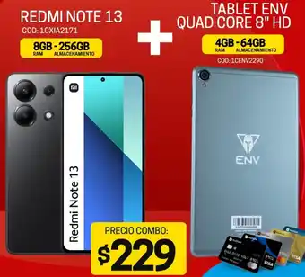 Novicompu Redmi note 13 + tablet env quad core 8" hd oferta