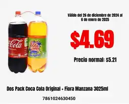 Supermaxi Dos Pack Coca-Cola Original + Fiora Manzana oferta