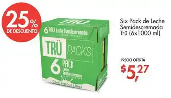 Supermaxi Six Pack de Leche Semidescremada Trü 6x1000ml oferta