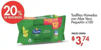 Supermaxi Toallitas Húmedas con Aloe Vera Pequeñín x100 oferta