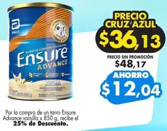 Farmacias Cruz Azul Ensure advance vainilla oferta