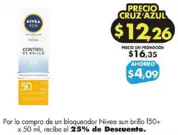 Farmacias Cruz Azul Nivea sun brillo f50+ oferta