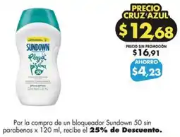 Farmacias Cruz Azul Sundown 50 sin parabenos oferta