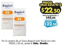 Farmacias Cruz Azul Bagovit solar facial con color FPS45 oferta