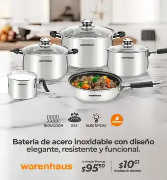 TVentas Warenhaus Batería de acero inoxidable con diseño elegante, resistente y funcional oferta