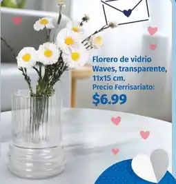 Mi Comisariato Florero de vidrio waves, transparente oferta