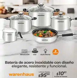 TVentas Warenhaus batería de acero inoxidable con diseño elegante, resistente y funcional oferta