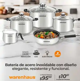 TVentas Warenhaus batería de acero inoxidable con diseño elegante, resistente y funcional oferta