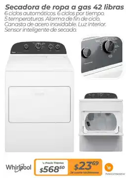 TVentas Whirlpool Secadora de ropa a gas oferta