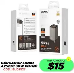 Novicompu Cargador ldnio a2527c 30w pd+qc oferta