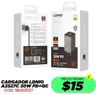 Novicompu Cargador ldnio a2527c 30w pd+qc oferta