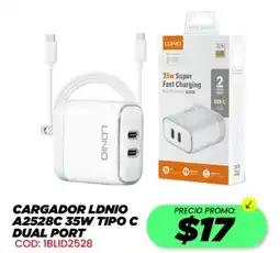 Novicompu Cargador ldnio a2528c 35w tipo c dual port oferta