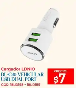 Novicompu ldnio cargador dl-c29 vehicular usb dual port oferta