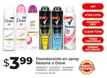 Tia Rexona o dove desodorante en spray oferta