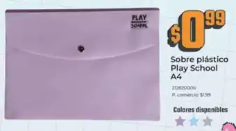 Tia Sobre plástico play school A4 oferta