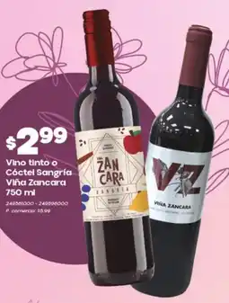 Tia Vino tinto o cóctel sangría viña zancara oferta