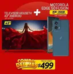 Novicompu Televisor housetv 43" android + motorola edge 50 fusion 8gb-256gb oferta