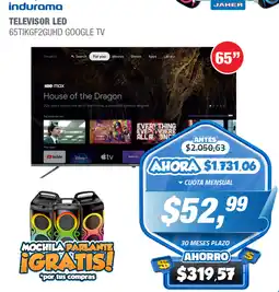 Jaher Indurama televisor led 65" oferta