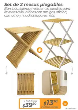 TVentas Set de 2 mesas plegables oferta