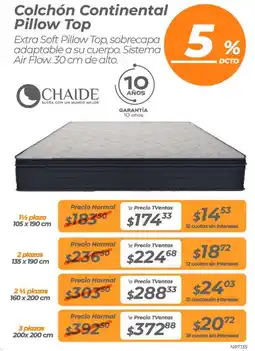 TVentas Chaide colchón continental pillow top oferta