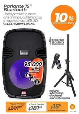 TVentas Parlante 15" bluetooth oferta