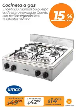 TVentas Umco cocineta a gas oferta
