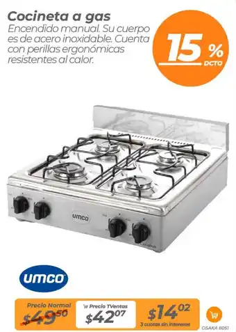 TVentas Umco cocineta a gas oferta