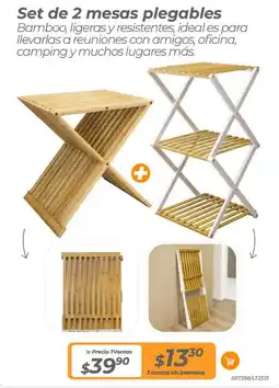 TVentas Set de 2 mesas plegables oferta