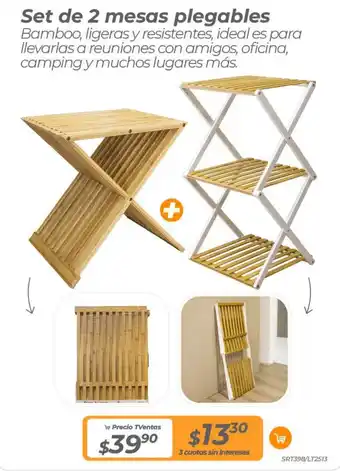 TVentas Set de 2 mesas plegables oferta