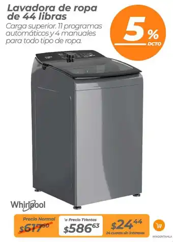 TVentas Whirlpool lavadora de ropa oferta