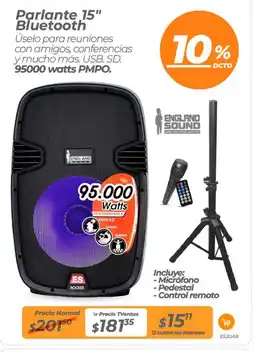 TVentas Parlante 15" bluetooth oferta