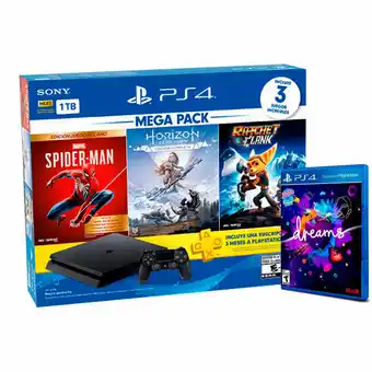 Tia Sony Playstation 4 1 TB Mega Gaming pack oferta
