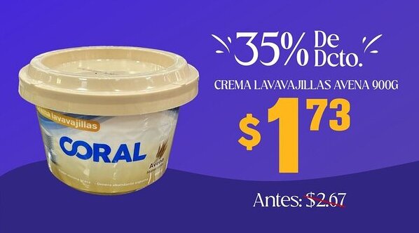 Coral Hipermercados Coral crema lavavajillas avena oferta