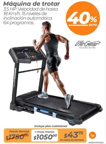 TVentas Life gear máquina de trotar oferta