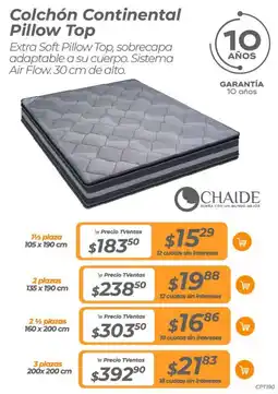 TVentas Chaide colchón continental pillow top oferta