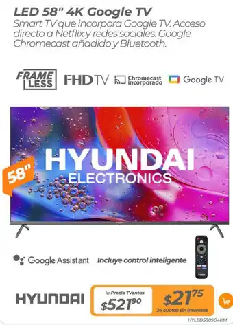 TVentas Hyundai led 58" oferta