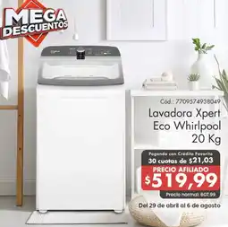 Megamaxi Whirlpool lavadora xpert eco oferta