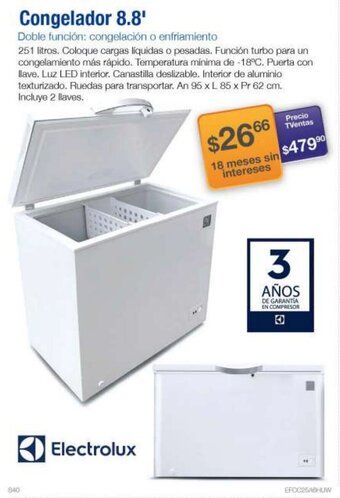 TVentas Electrolux Congelador 8.8' oferta