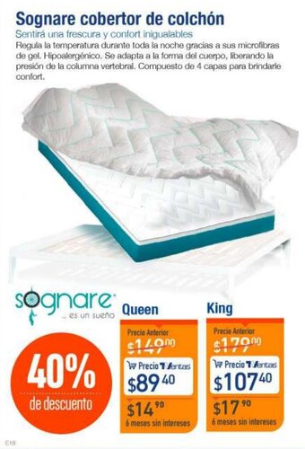 TVentas Sognare Cobertor de Colchón King oferta