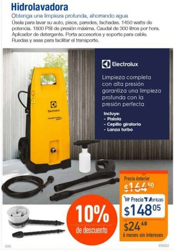 TVentas Electrolux Hidrolavadora oferta